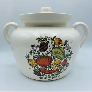 Mc Coy Cookie Jar Bean Pot White W/Vegetables Vtg